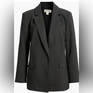 Open Edit Black Pinstripe Blazer